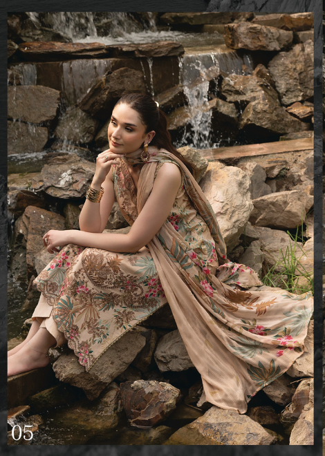 Flora by Sanam Saeed Embroidered Lawn Collection 2025 (D-05)