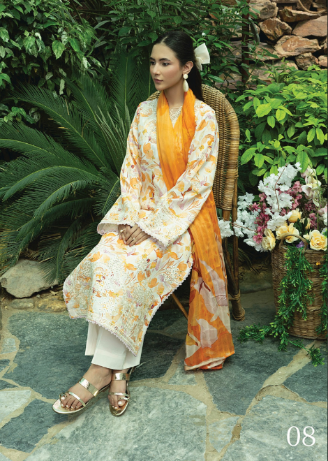 Flora by Sanam Saeed Embroidered Lawn Collection 2025 (D-08)