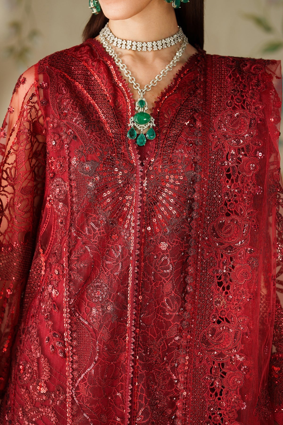 EMBROIDERED NET CH14-01 UNSTITCHED | BAROQUE