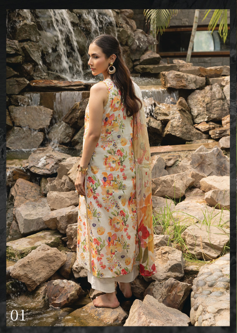 Flora by Sanam Saeed Embroidered Lawn Collection 2025 (D-01)