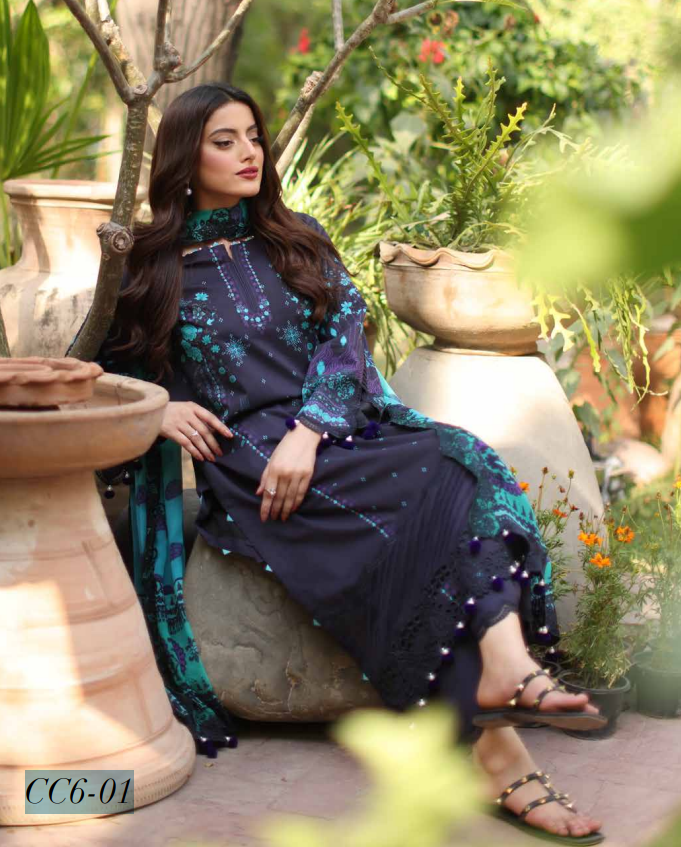 CC6-01 - Charizma Combination Unstitched Lawn Collection Vol-01