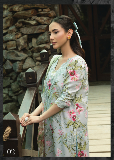 Flora by Sanam Saeed Embroidered Lawn Collection 2025 (D-02)