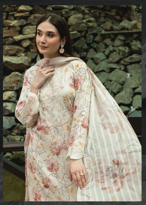 Flora by Sanam Saeed Embroidered Lawn Collection 2025 (D-03)