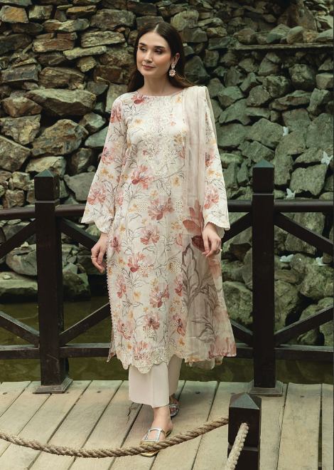 Flora by Sanam Saeed Embroidered Lawn Collection 2025 (D-03)