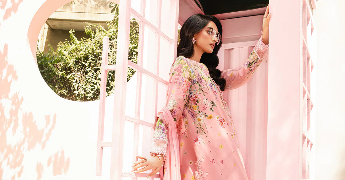 3 Piece Unstitched Embroidered Lawn Suit | MPT-2603-B - MARIA.B