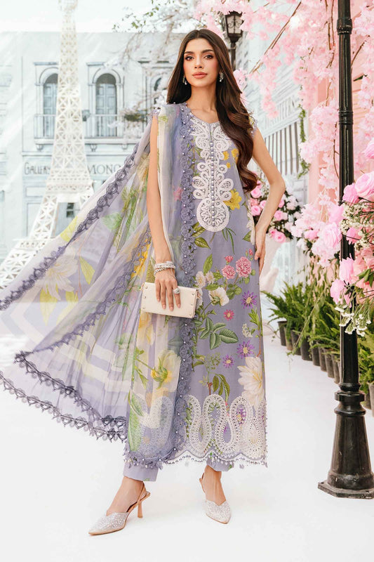 3 Piece Unstitched Embroidered Lawn Suit | MPT-2604-A - MARIA.B