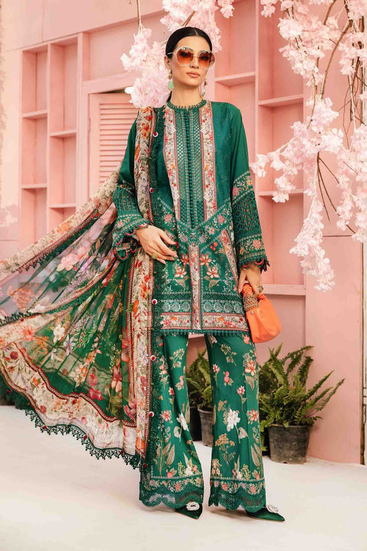 3 Piece Unstitched Embroidered Lawn Suit | MPT-2610-A - MARIA.B
