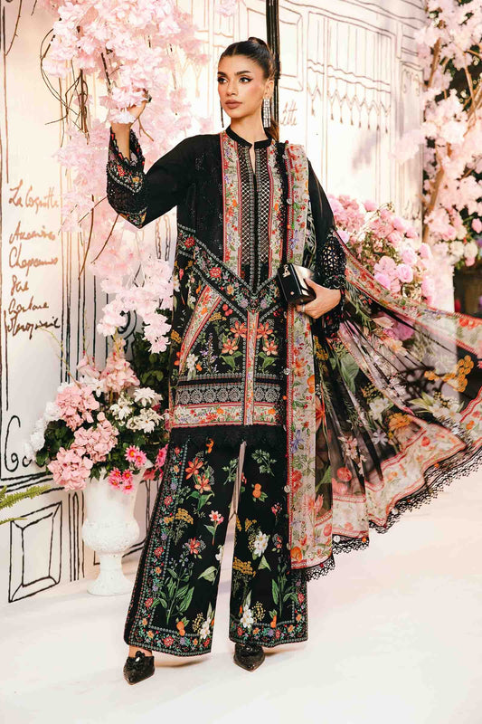 3 Piece Unstitched Embroidered Lawn Suit | MPT-2610-B - MARIA.B