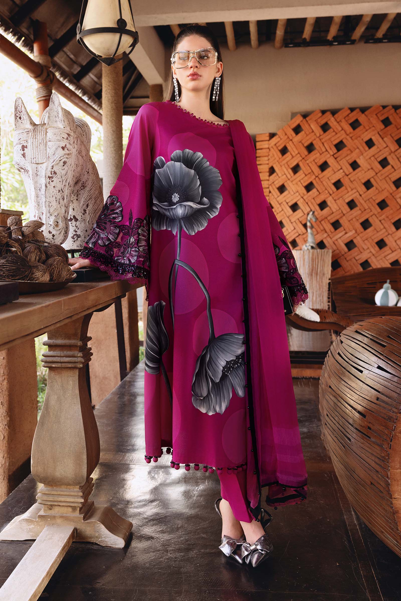 MPT-2913-B 3 Piece Unstitched Embroidered Lawn Suit - M.Prints Spring Summer 2026