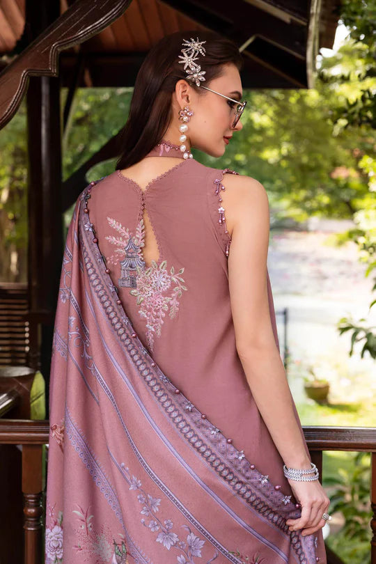 MPT-2801-A 3 Piece Unstitched Embroidered Twill Linen Suit -  Maria B