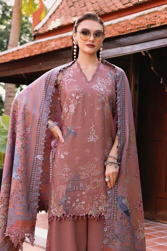MPT-2801-A 3 Piece Unstitched Embroidered Twill Linen Suit -  Maria B