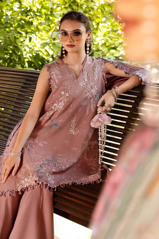 MPT-2801-A 3 Piece Unstitched Embroidered Twill Linen Suit -  Maria B