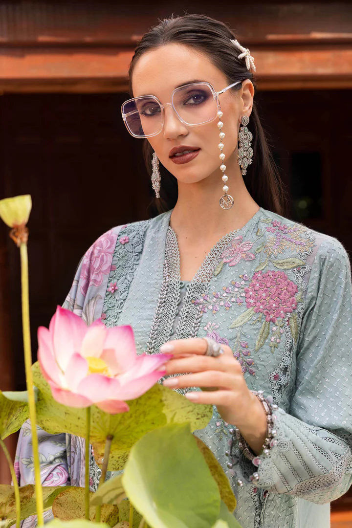 MPT-2802-A 3 Piece Unstitched Embroidered Twill Linen Suit -  Maria B