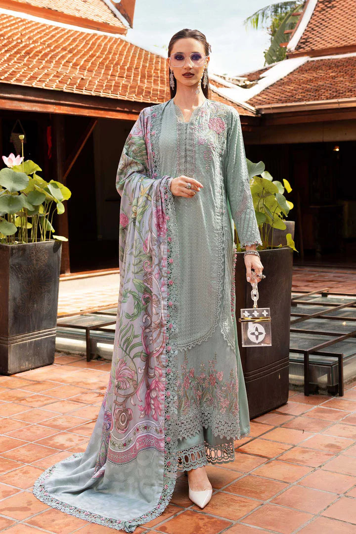 MPT-2802-A 3 Piece Unstitched Embroidered Twill Linen Suit -  Maria B