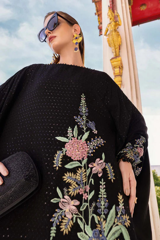MPT-2802-B 3 Piece Unstitched Embroidered Twill Linen Suit -  Maria B