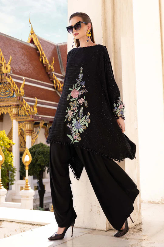 MPT-2802-B 3 Piece Unstitched Embroidered Twill Linen Suit -  Maria B