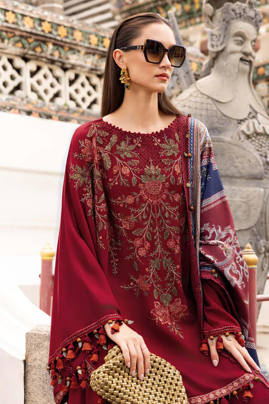 MPT-2805-A 3 Piece Unstitched Embroidered Twill Linen Suit -  Maria B