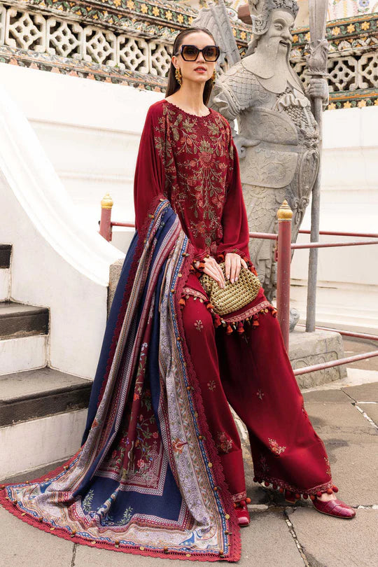 MPT-2805-A 3 Piece Unstitched Embroidered Twill Linen Suit -  Maria B