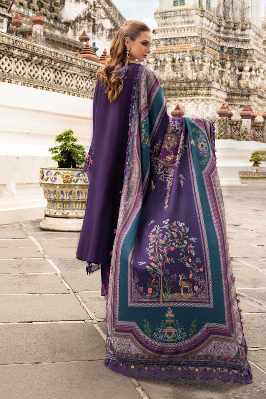 MPT-2805-B 3 Piece Unstitched Embroidered Twill Linen Suit -  Maria B