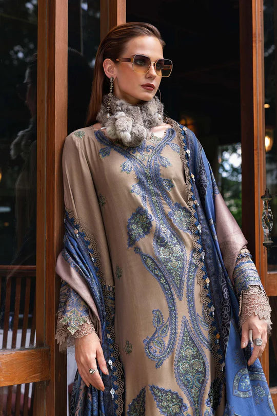 MPT-2806-A 3 Piece Unstitched Embroidered Twill Linen Suit -  Maria B