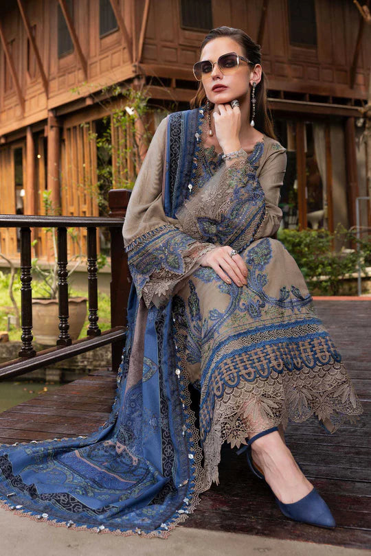 MPT-2806-A 3 Piece Unstitched Embroidered Twill Linen Suit -  Maria B