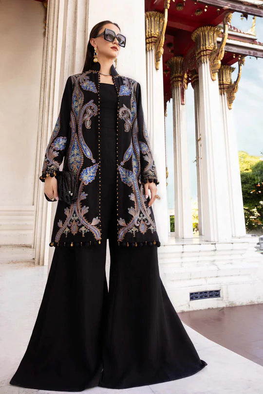 MPT-2806-B 3 Piece Unstitched Embroidered Twill Linen Suit -  Maria B