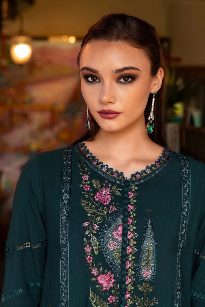 MPT-2807-B 3 Piece Unstitched Embroidered Twill Linen Suit -  Maria B