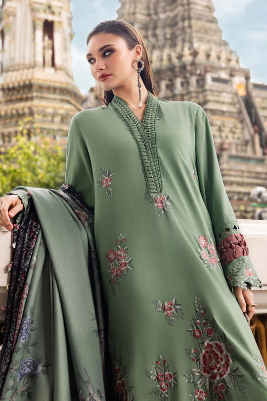 MPT-2808-A 3 Piece Unstitched Embroidered Twill Linen Suit -  Maria B