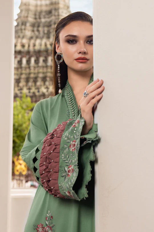 MPT-2808-A 3 Piece Unstitched Embroidered Twill Linen Suit -  Maria B