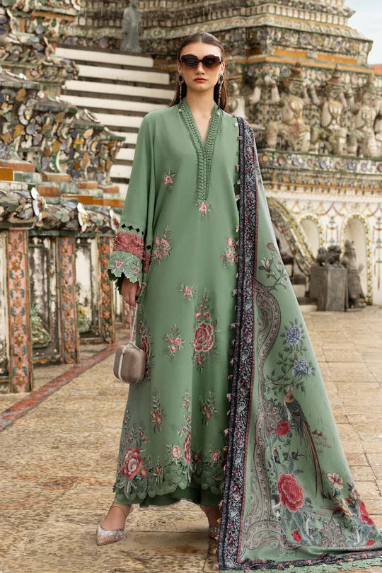 MPT-2808-A 3 Piece Unstitched Embroidered Twill Linen Suit -  Maria B