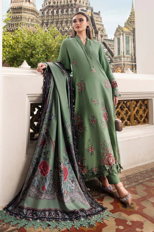 MPT-2808-A 3 Piece Unstitched Embroidered Twill Linen Suit -  Maria B