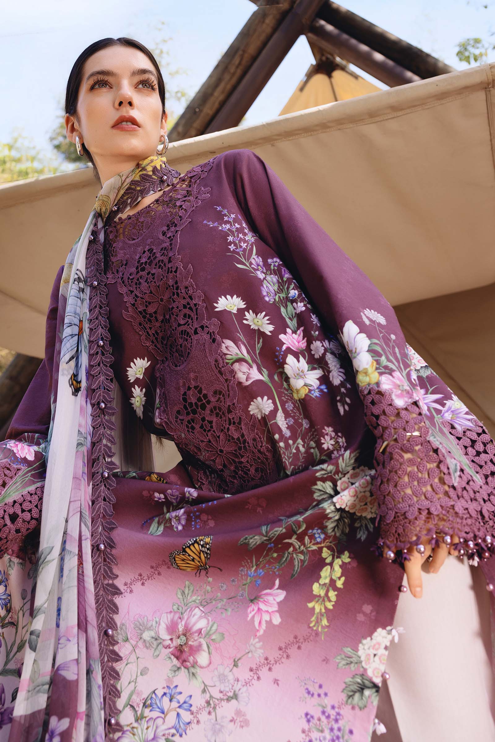 MPT-2909-B 3 Piece Unstitched Embroidered Lawn Suit - M.Prints Spring Summer 2026
