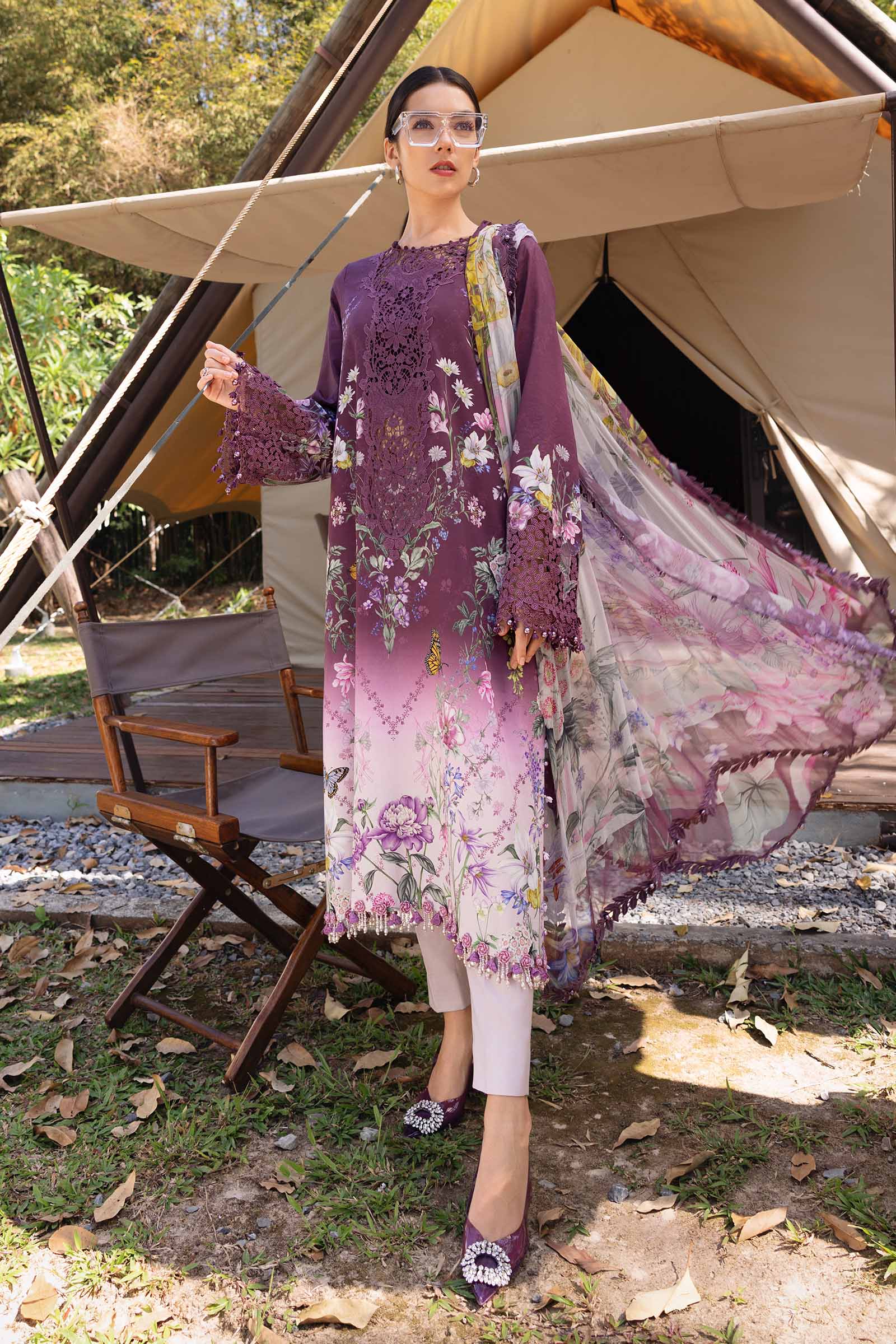 MPT-2909-B 3 Piece Unstitched Embroidered Lawn Suit - M.Prints Spring Summer 2026