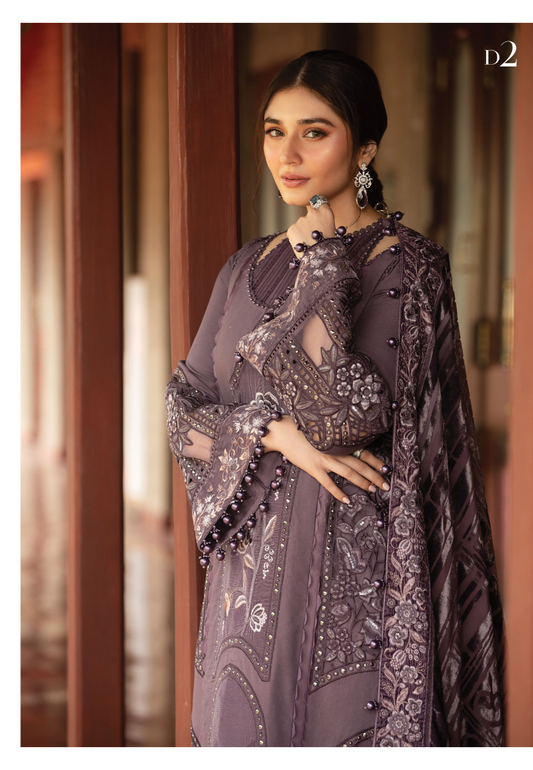 3 Piece Unstitched Embroidered Linen Suit | DL-1202