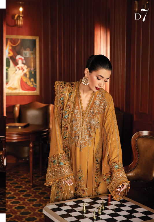 3 Piece Unstitched Embroidered Twill Linen Suit | DL-1207