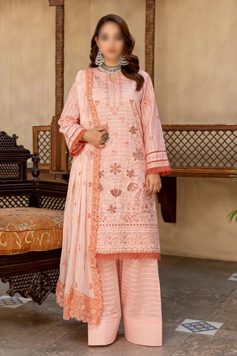 3 Piece - Embroidered Lawn - Farasha 101 - Fantak
