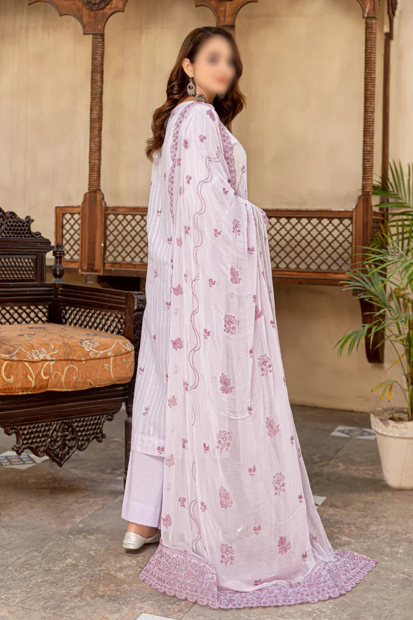 3 Piece - Embroidered Lawn - Farasha 102 - Fantak