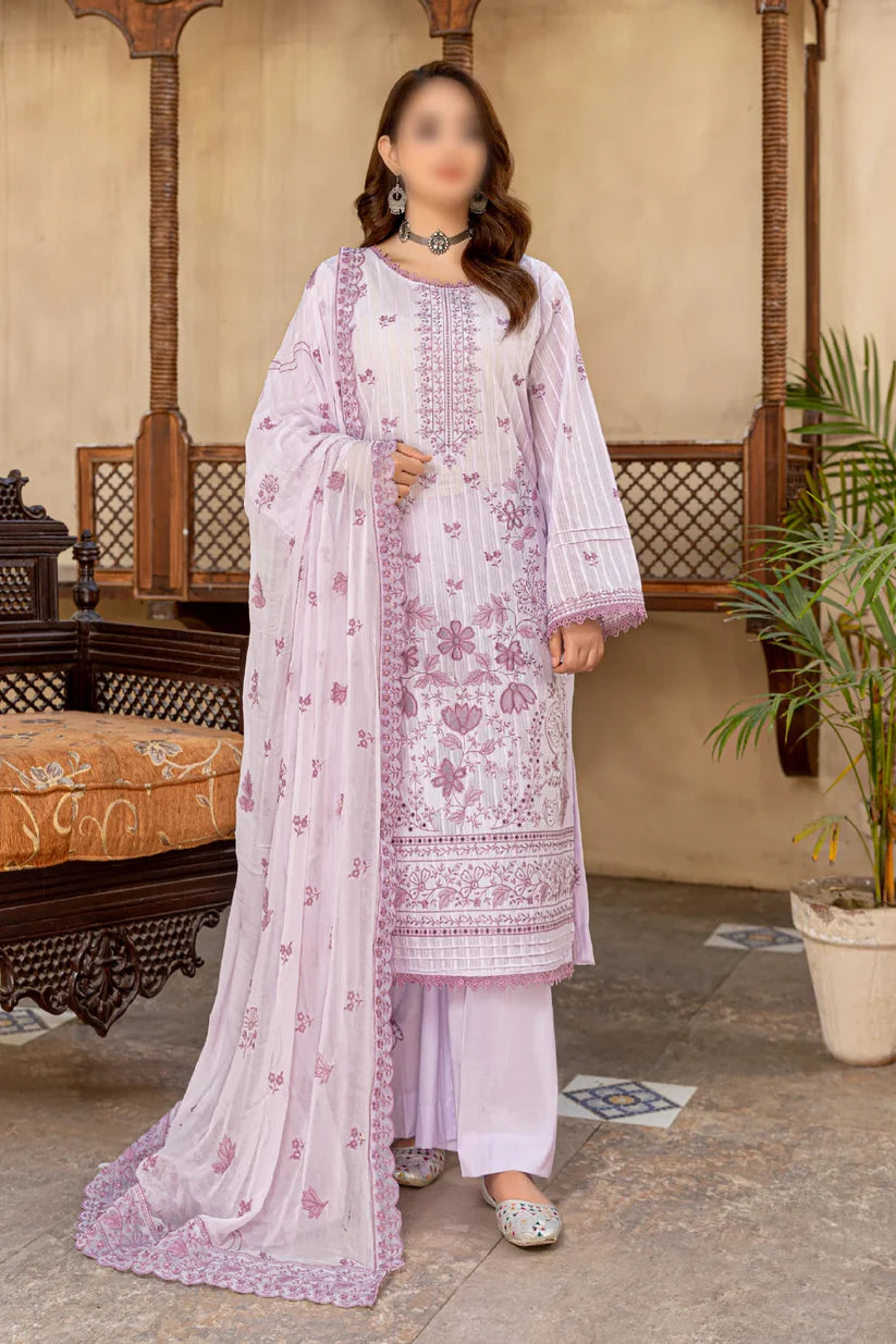 3 Piece - Embroidered Lawn - Farasha 102 - Fantak