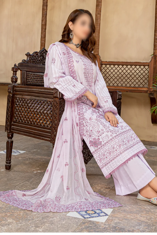 3 Piece - Embroidered Lawn - Farasha 102 - Fantak