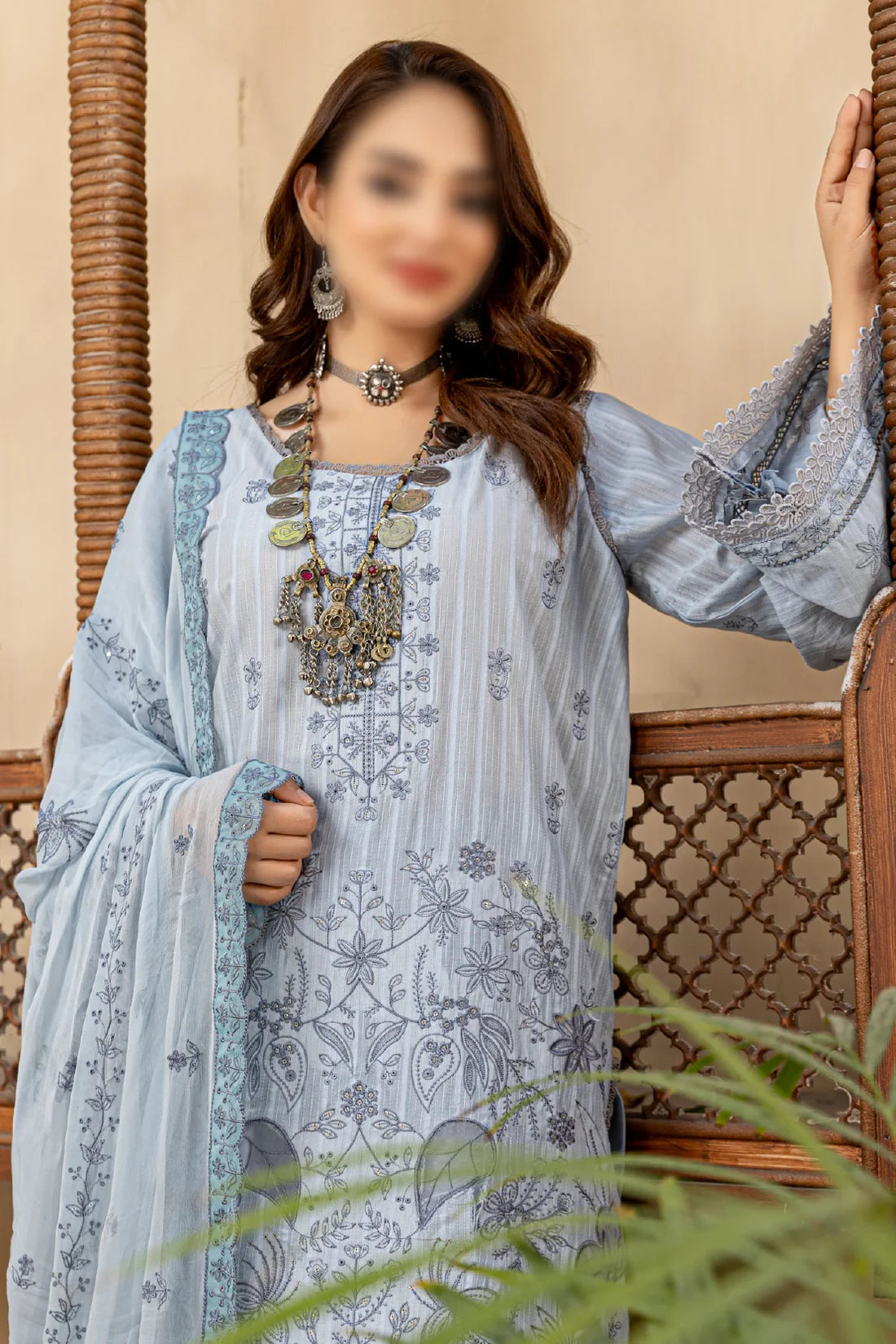 3 Piece - Embroidered Lawn - Farasha 103 - FANTAK