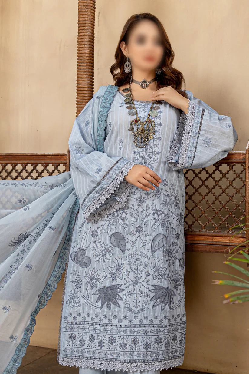 3 Piece - Embroidered Lawn - Farasha 103 - FANTAK