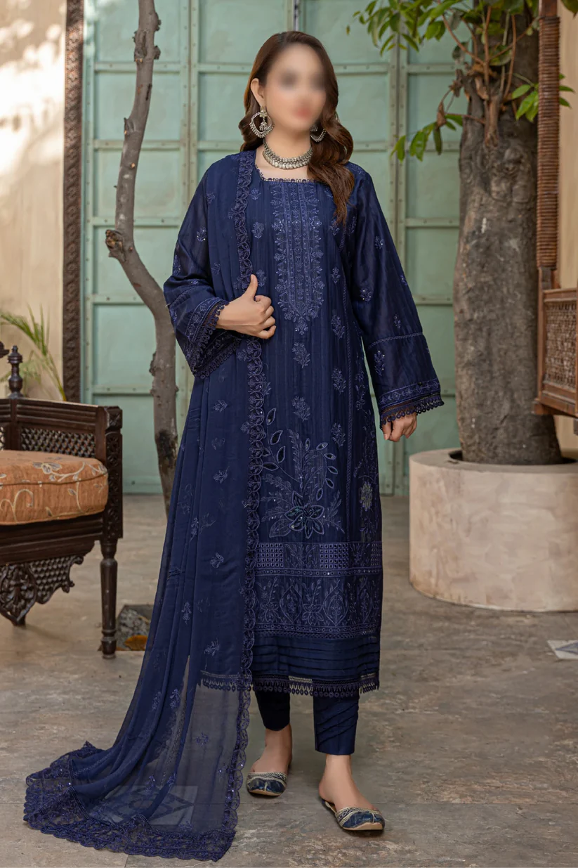 3 Piece - Embroidered Lawn - Farasha 104 - Fantak