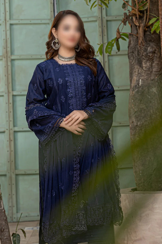 3 Piece - Embroidered Lawn - Farasha 104 - Fantak