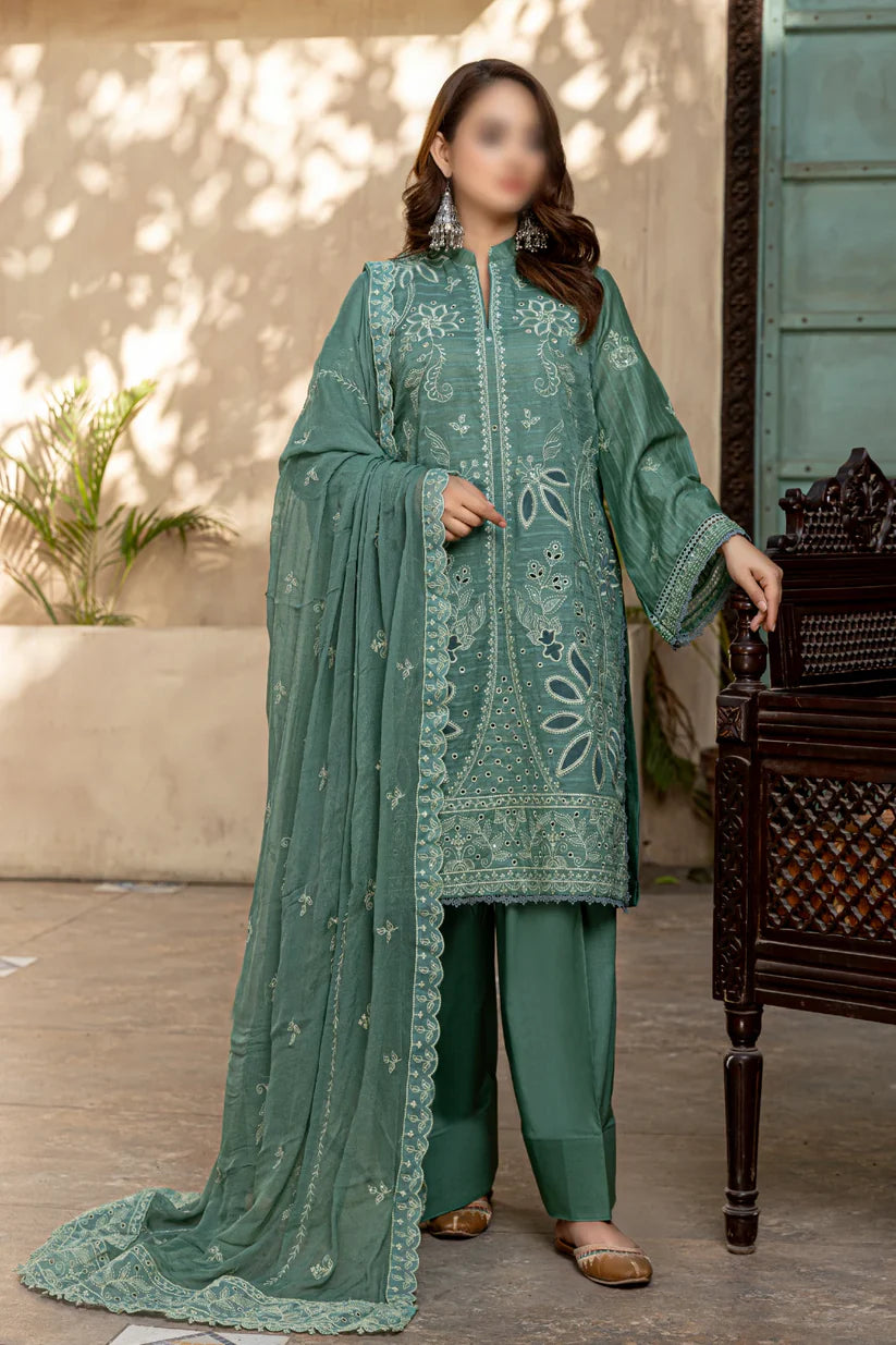 3 Piece - Embroidered Lawn - Farasha 105 - Fantak