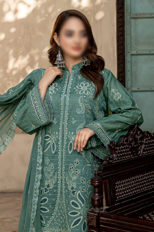 3 Piece - Embroidered Lawn - Farasha 105 - Fantak