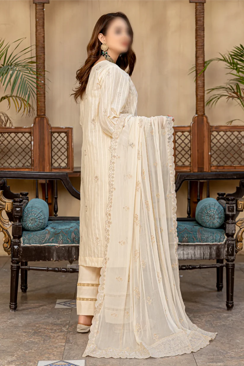 3 Piece - Embroidered Lawn - Farasha 107 - Fantak