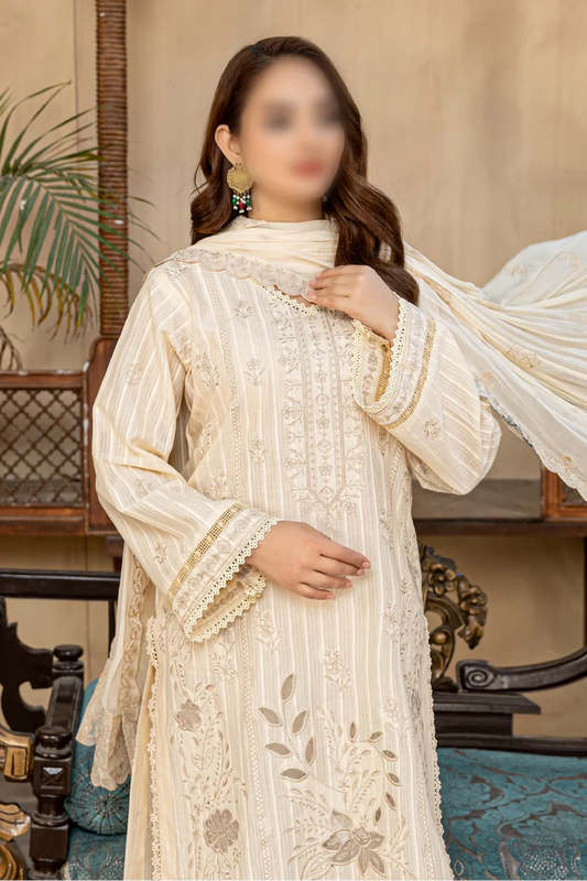 3 Piece - Embroidered Lawn - Farasha 107 - Fantak