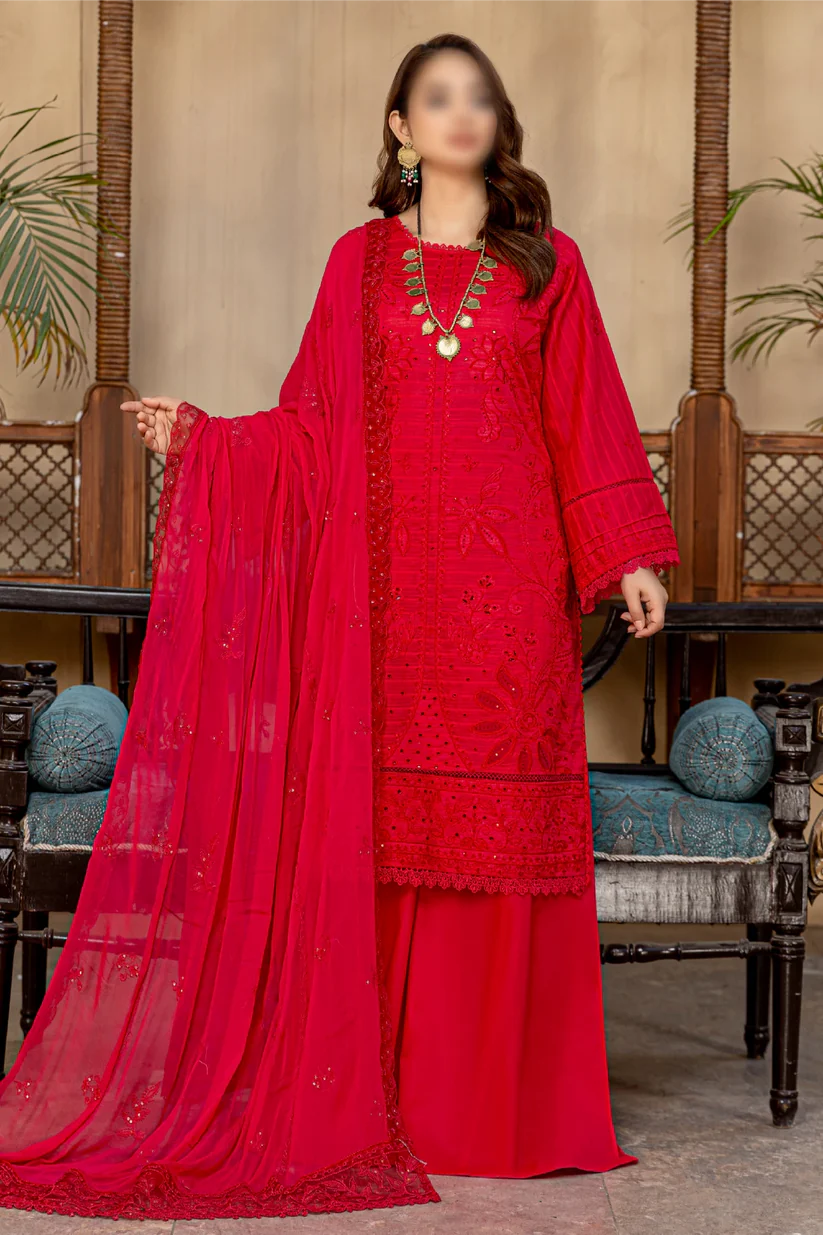 3 Piece - Embroidered Lawn - Farasha 108 - Fantak