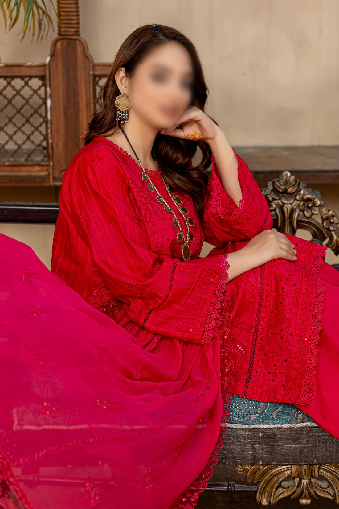 3 Piece - Embroidered Lawn - Farasha 108 - Fantak