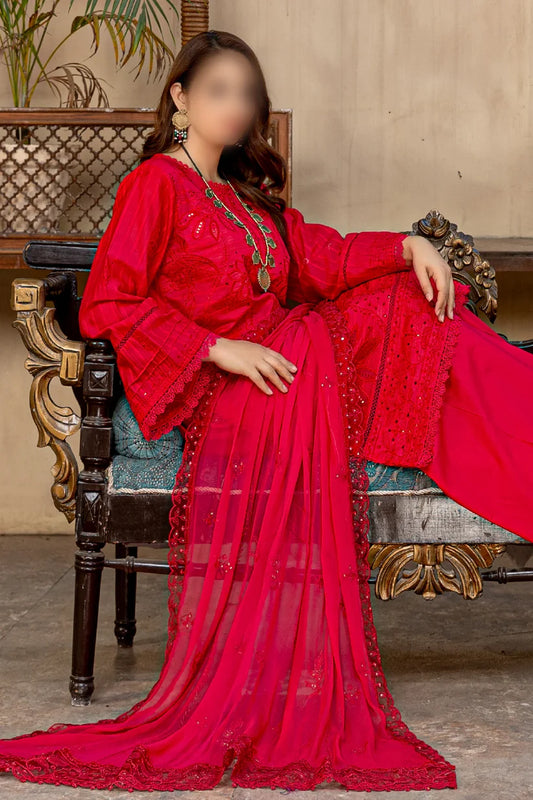 3 Piece - Embroidered Lawn - Farasha 108 - Fantak